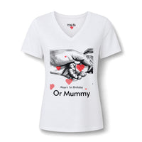 T-shirt col V « Always My Mummy » Muta, porté de face