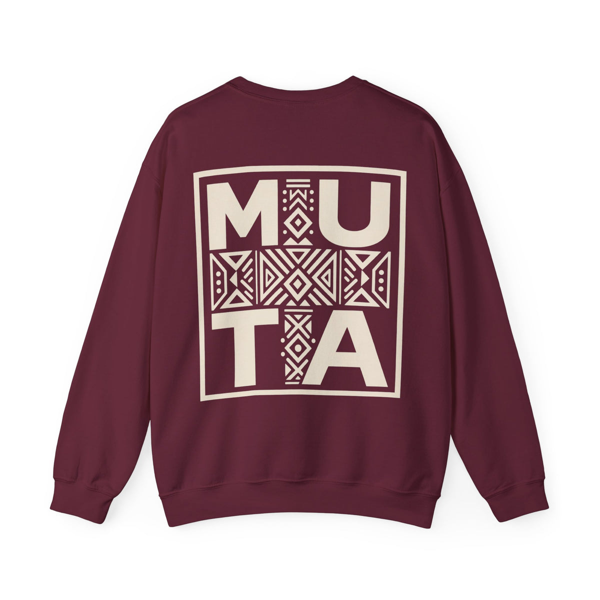 Sweat-shirt « MUTA Tribal Cross » coloris Maroon, porté de face