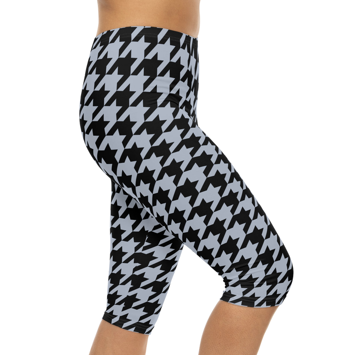 Legging corsaire Muta pied-de-poule noir et blanc, détail de l'imprimé, visuel 6