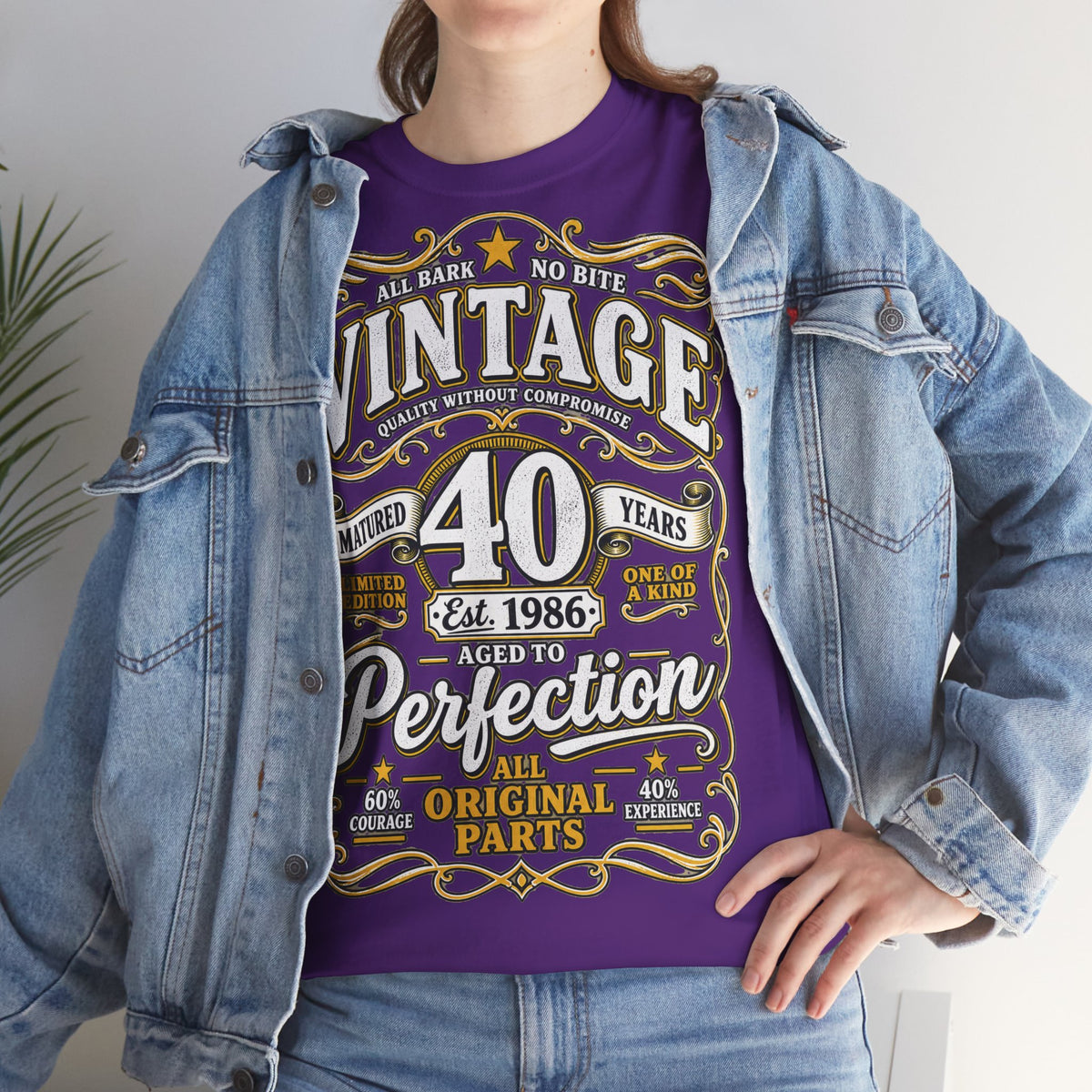T-shirt « Aged to Perfection » 1986 Muta, cadeau anniversaire 40 ans