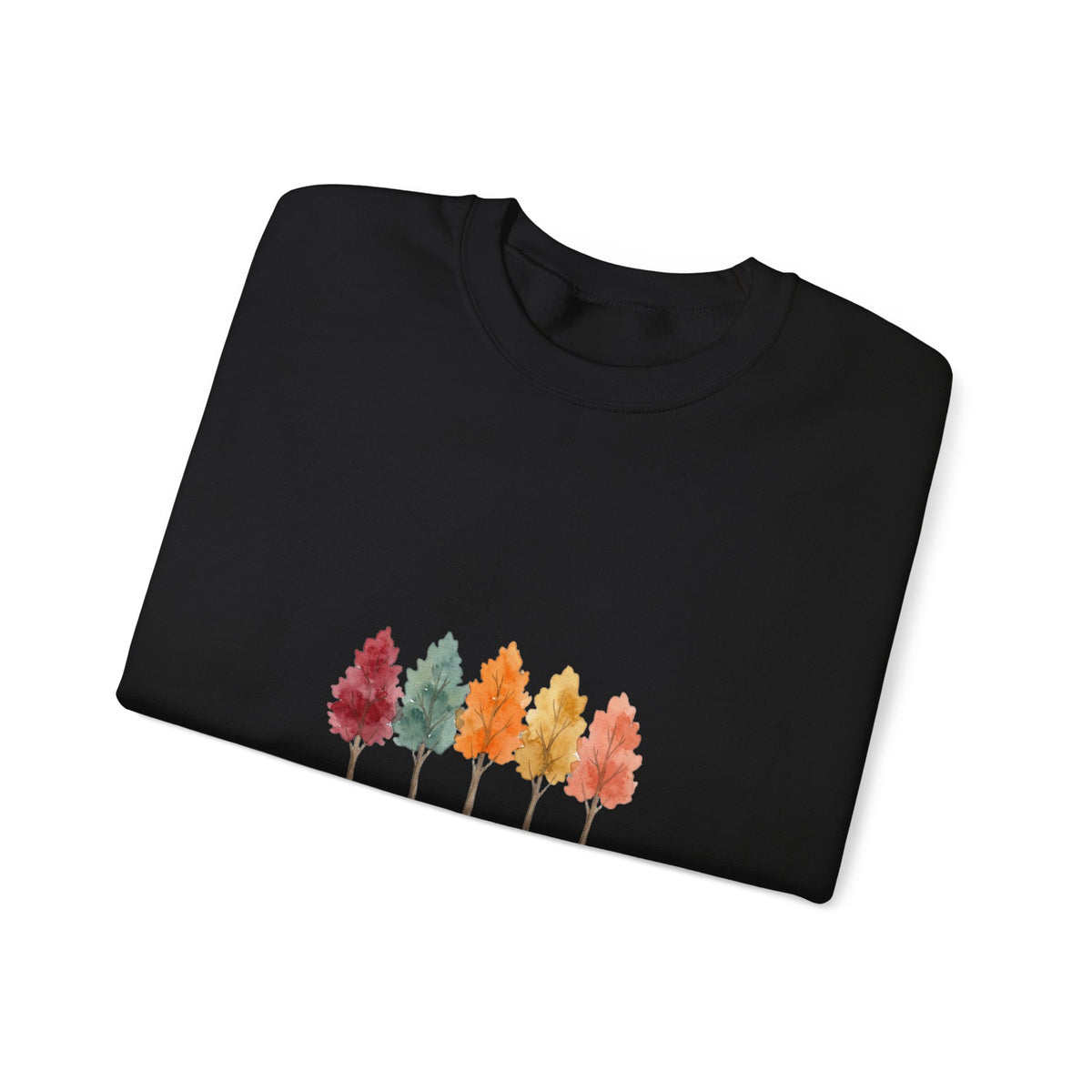 Sweat-shirt « Fall Trees » Muta, détail du col rond côtelé