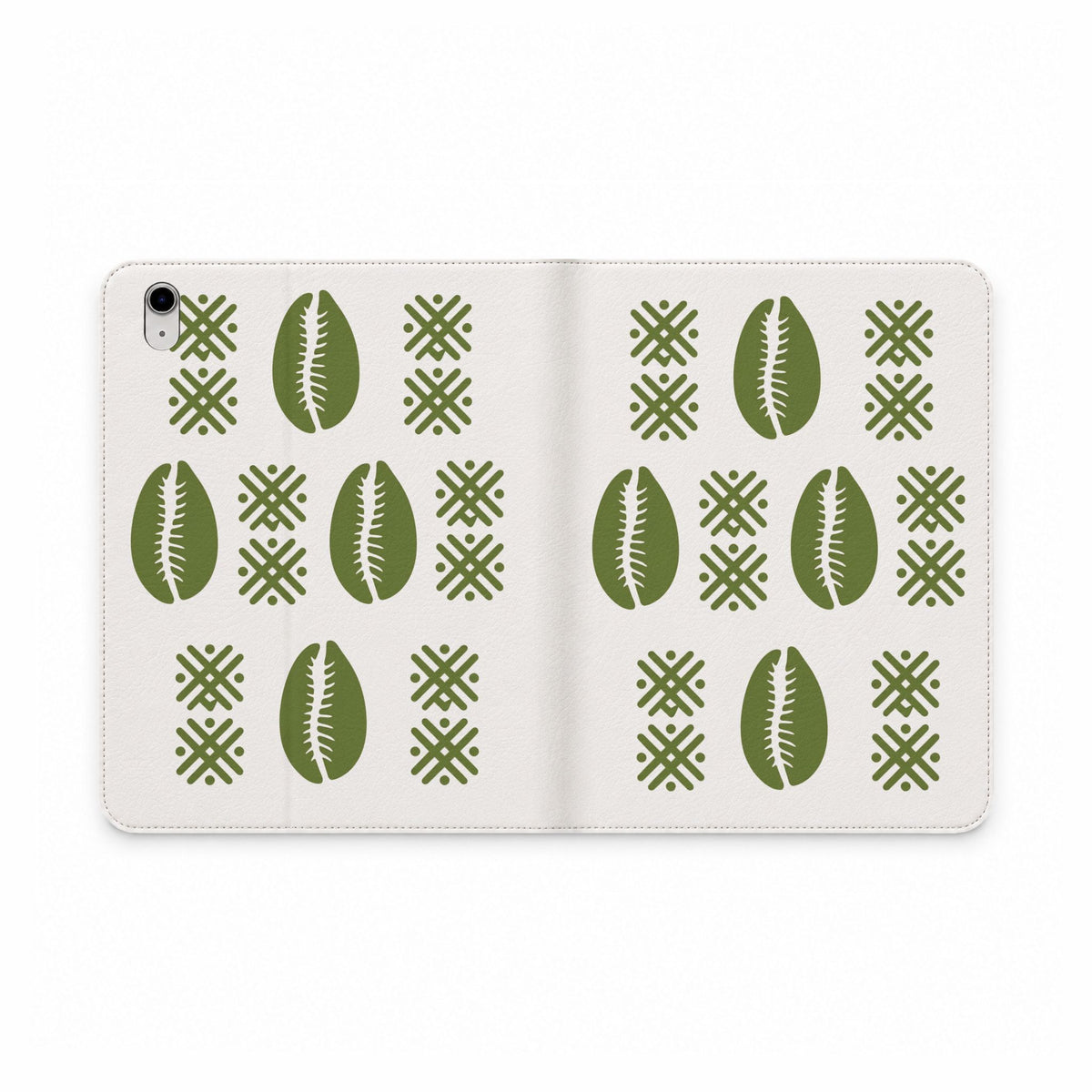 Étui folio Muta motif cauris vert, format iPad 10e génération