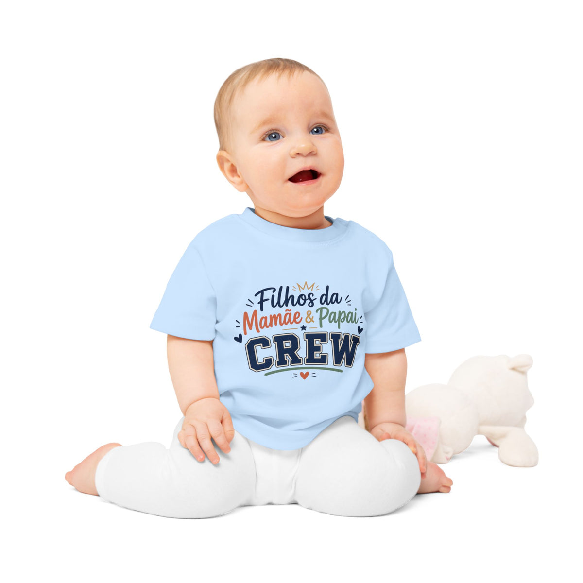 T-shirt bébé « Filhos da Mamãe & Papai Crew » Muta coloris Dusty Blue
