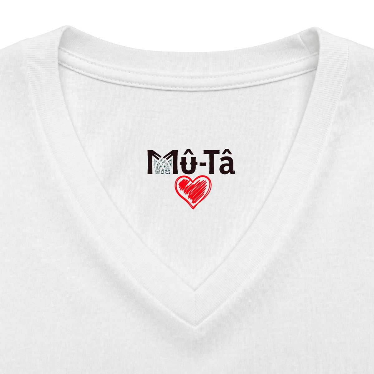 T-shirt col V Muta, détail de l'imprimé mère et enfant