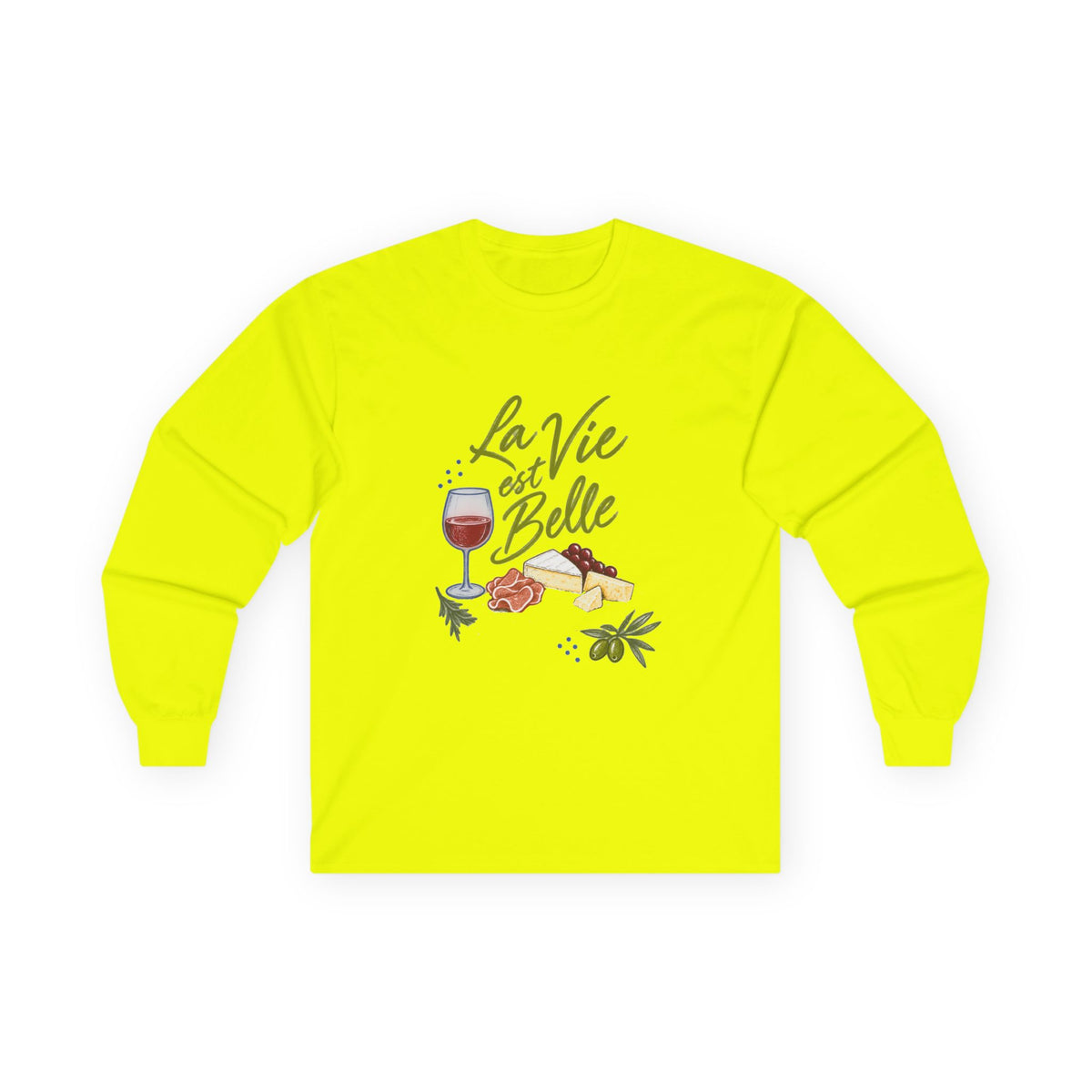 T-shirt manches longues « La Vie est Belle » Muta, coloris Safety Green