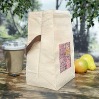Durable 100% natural cotton Canvas Lunch Bag — Boho Tribal Watercolor Print with Strap