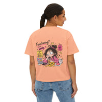 T-shirt boxy « Functioning? Yeah…Barely » Muta, détail de l'imprimé