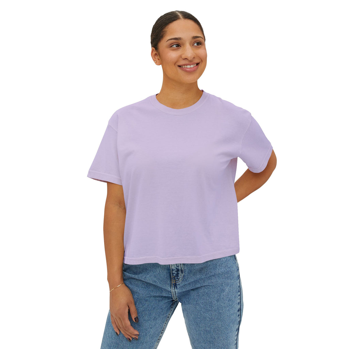 T-shirt boxy « Functioning? Yeah…Barely » Muta, gros plan sur la maille