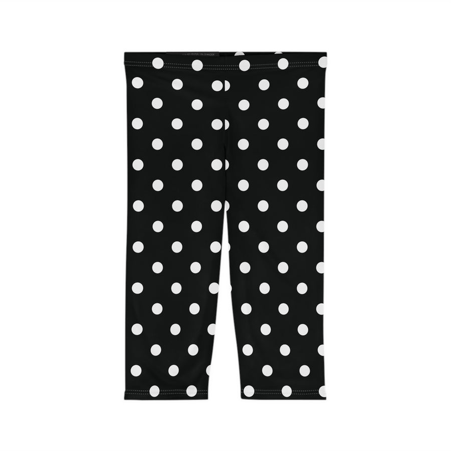 Legging capri Muta noir à pois blancs, mise à plat vue de face