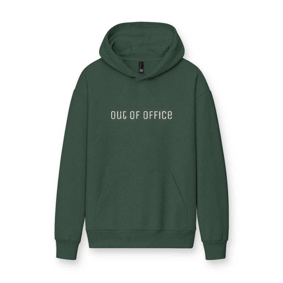 Hoodie « Out of Office » Muta coloris Forest Green, porté de face