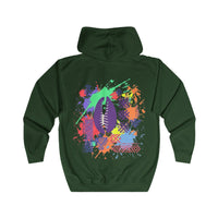 Sweat à capuche zippé Muta vert bouteille, imprimé coquillages coloré au dos