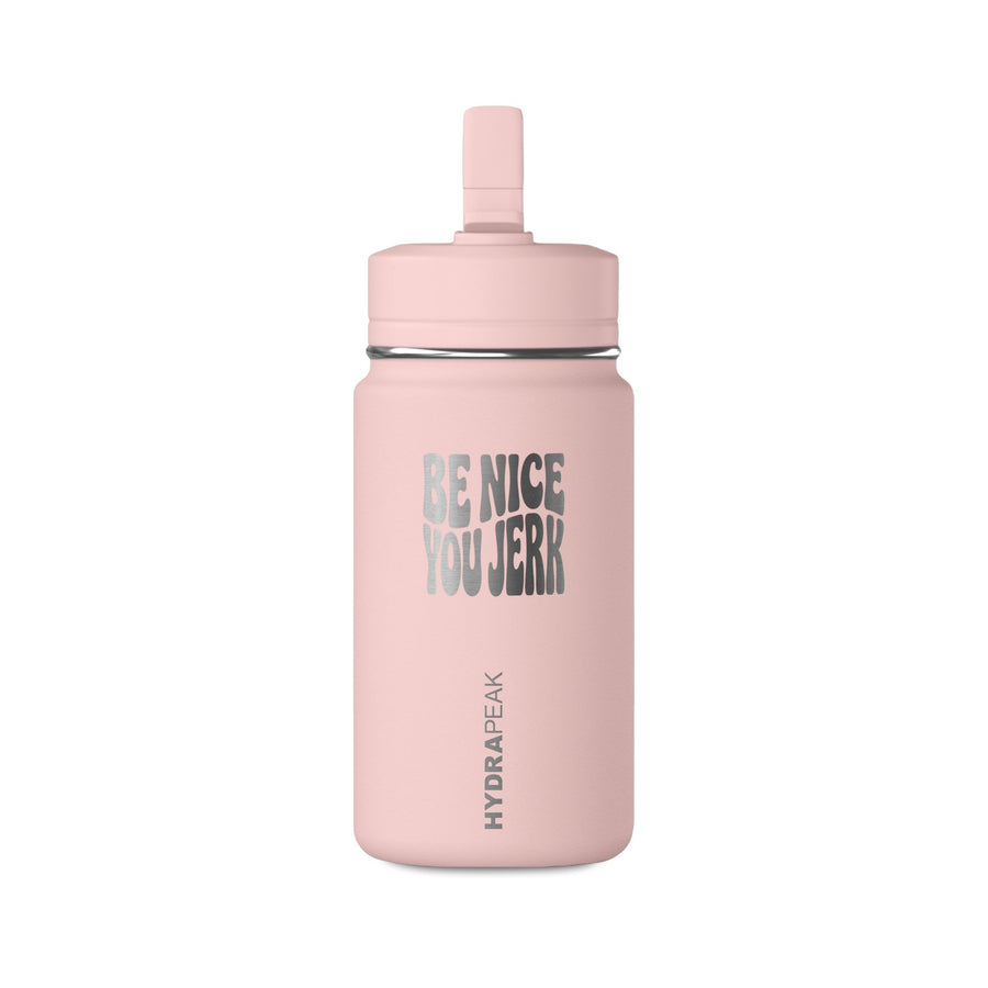 Gourde isotherme Muta « Be Nice You Jerk » coloris Blossom Pink, vue de face