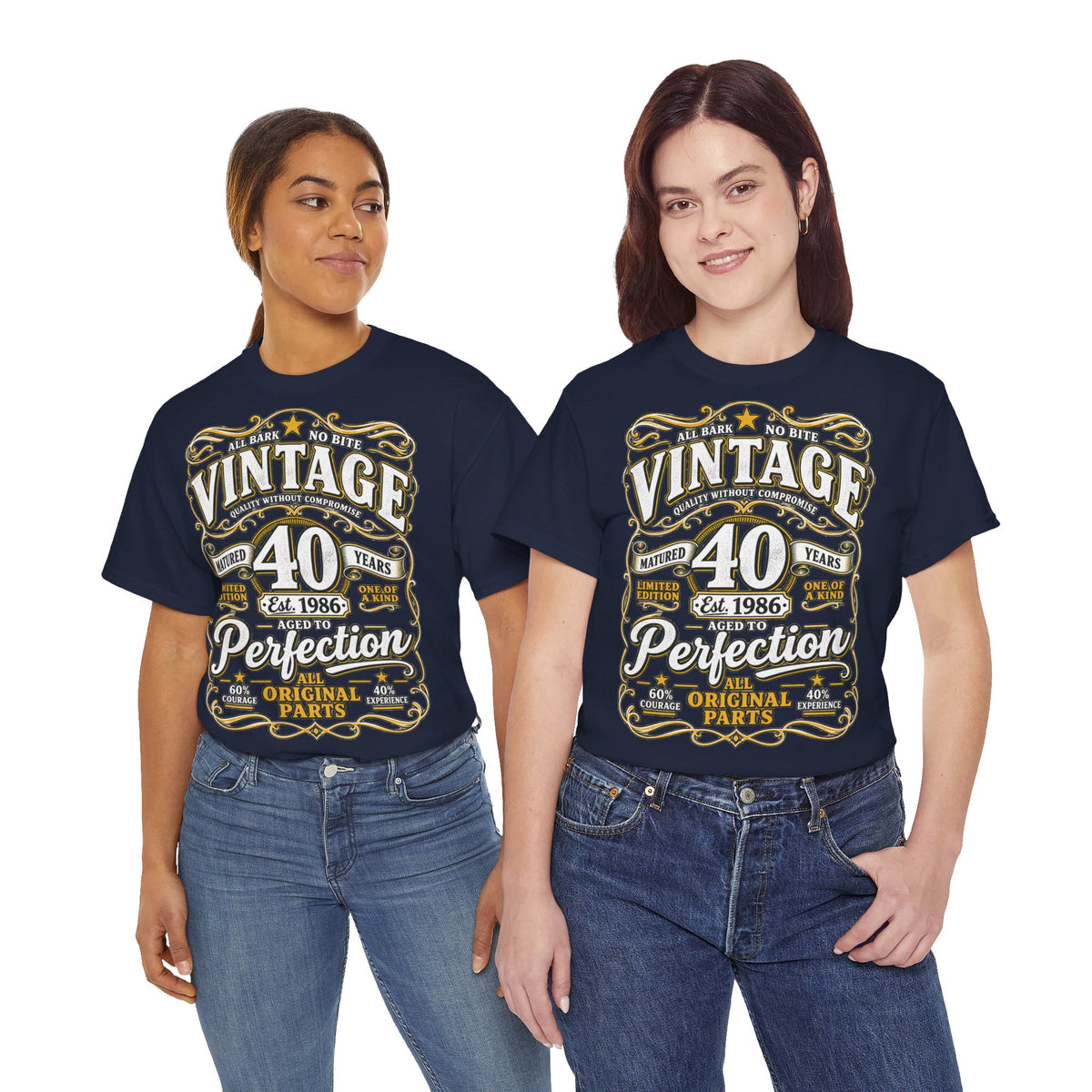 T-shirt « Aged to Perfection » 1986 Muta, détail du tissu