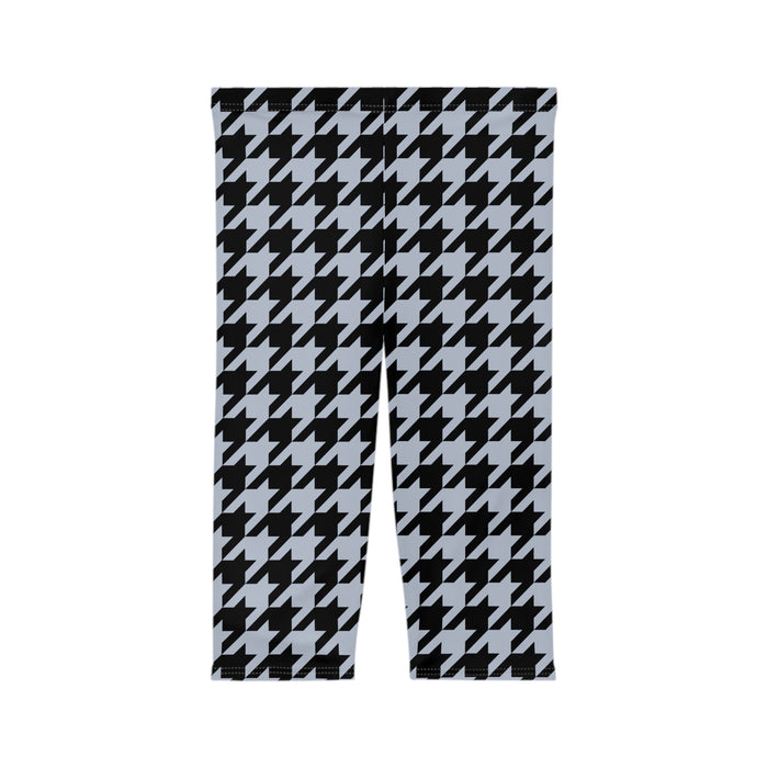 Houndstooth Capri Leggings — Black & White Patterned Women's Activewear