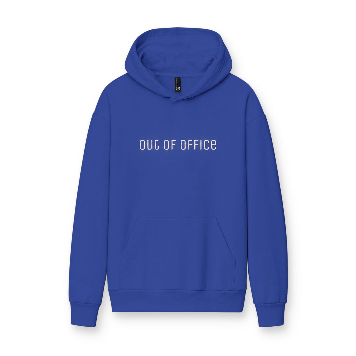 Hoodie « Out of Office » Muta coloris Deep Royal, porté de face