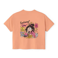 T-shirt boxy « Functioning? Yeah…Barely » Muta, coupe boxy légèrement crop