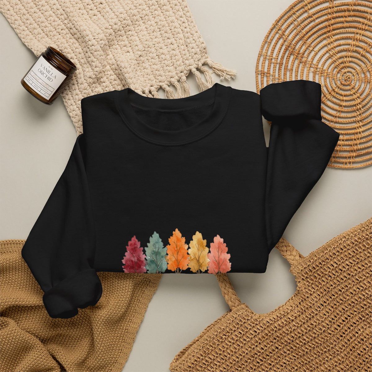 Sweat-shirt « Fall Trees » Muta, détail des côtes aux poignets