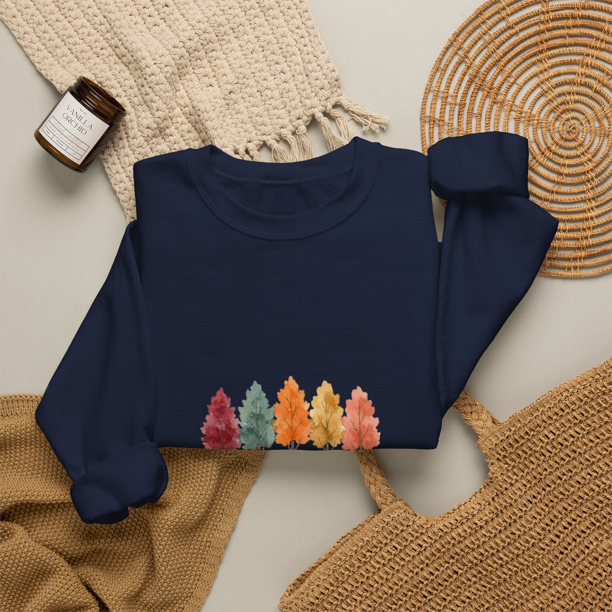 Sweat-shirt « Fall Trees » aquarelle Muta, vue d'ensemble