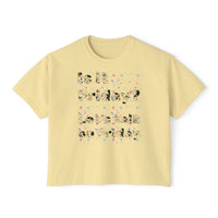 T-shirt boxy Muta coloris Butter, imprimé texte sur plusieurs lignes, vue de face