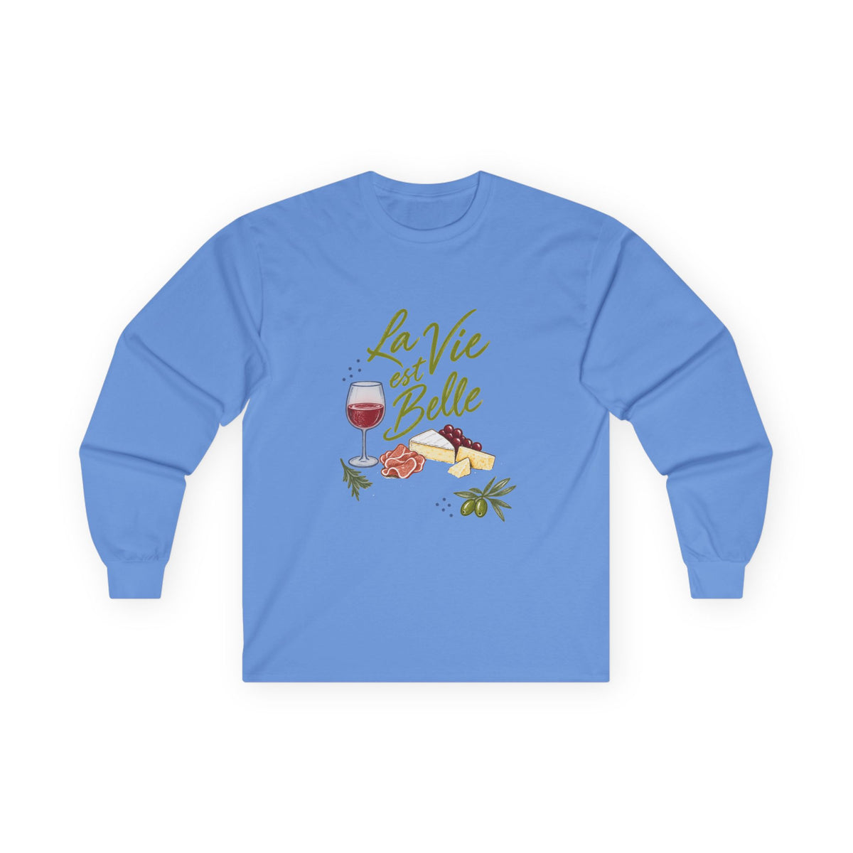 T-shirt manches longues « La Vie est Belle » Muta, coloris Carolina Blue