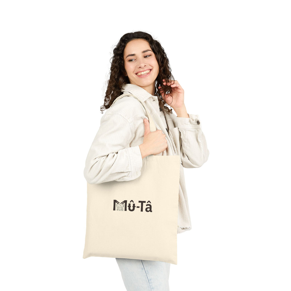 Tote bag Muta en toile naturelle, format 15 × 16 pouces