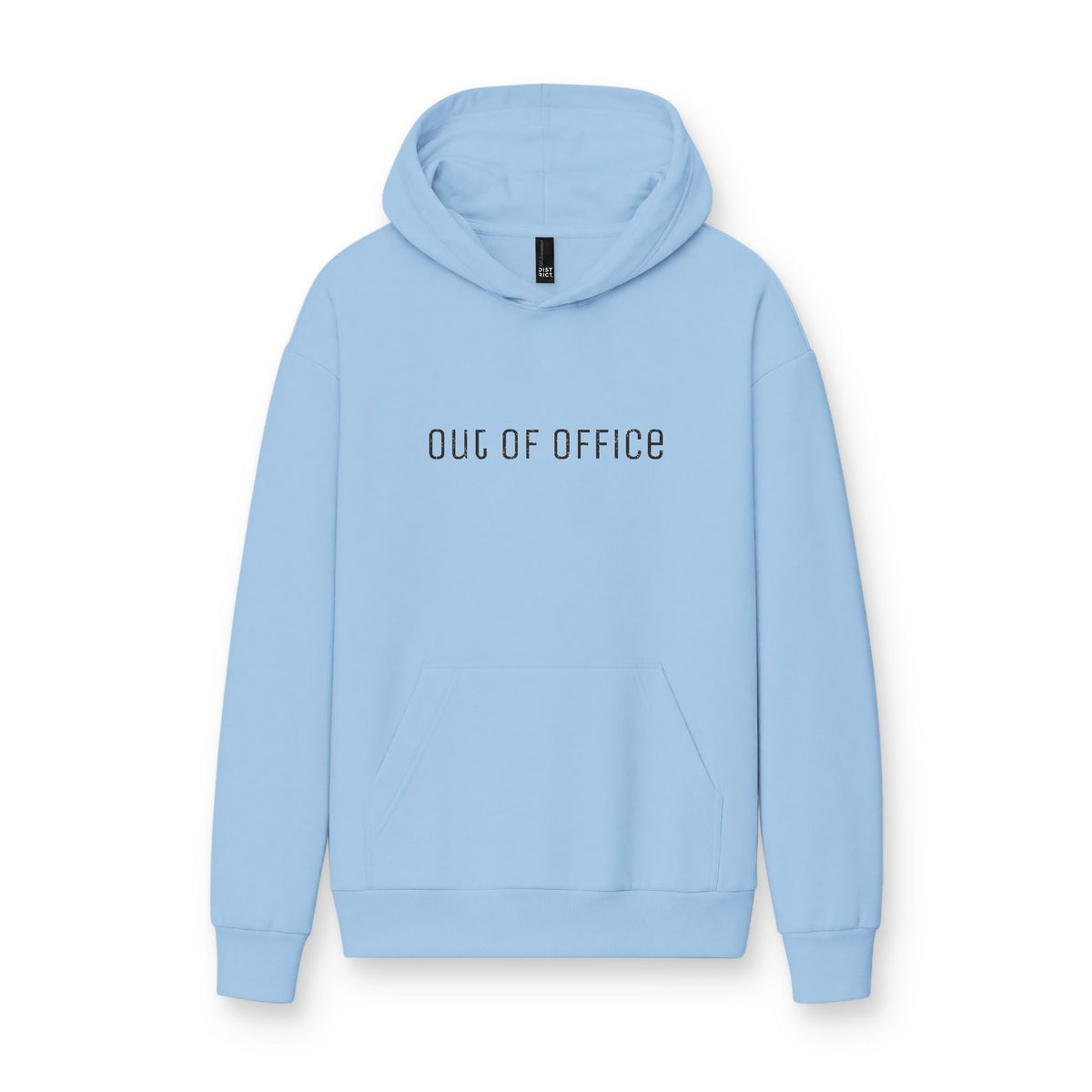 Hoodie « Out of Office » Muta coloris Ice Blue, porté de face