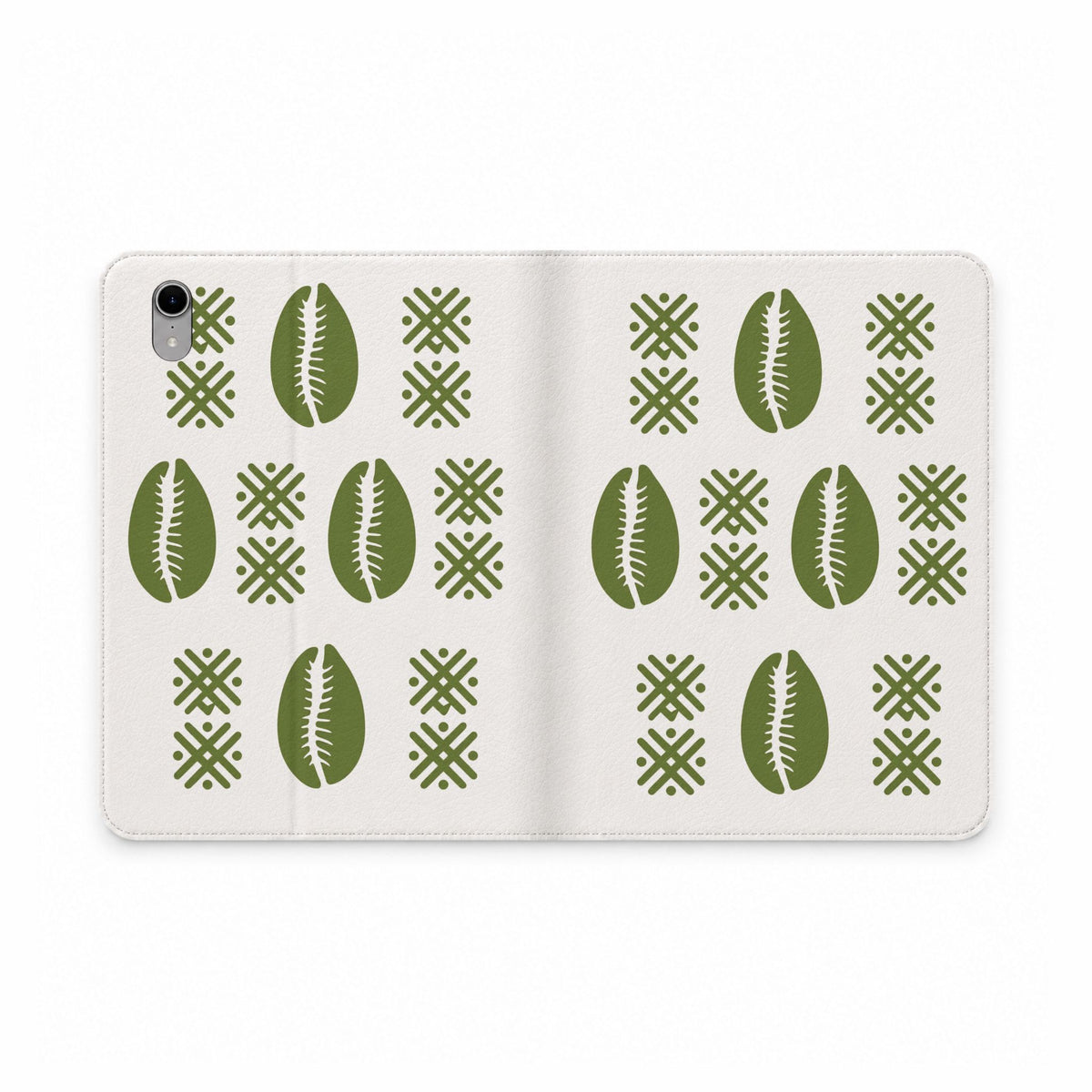 Étui folio Muta motif cauris vert, format iPad mini