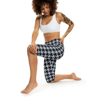 Legging corsaire Muta pied-de-poule noir et blanc, coutures blanches, visuel 4