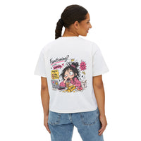 T-shirt boxy « Functioning? Yeah…Barely » Muta coloris White, imprimé dos porté