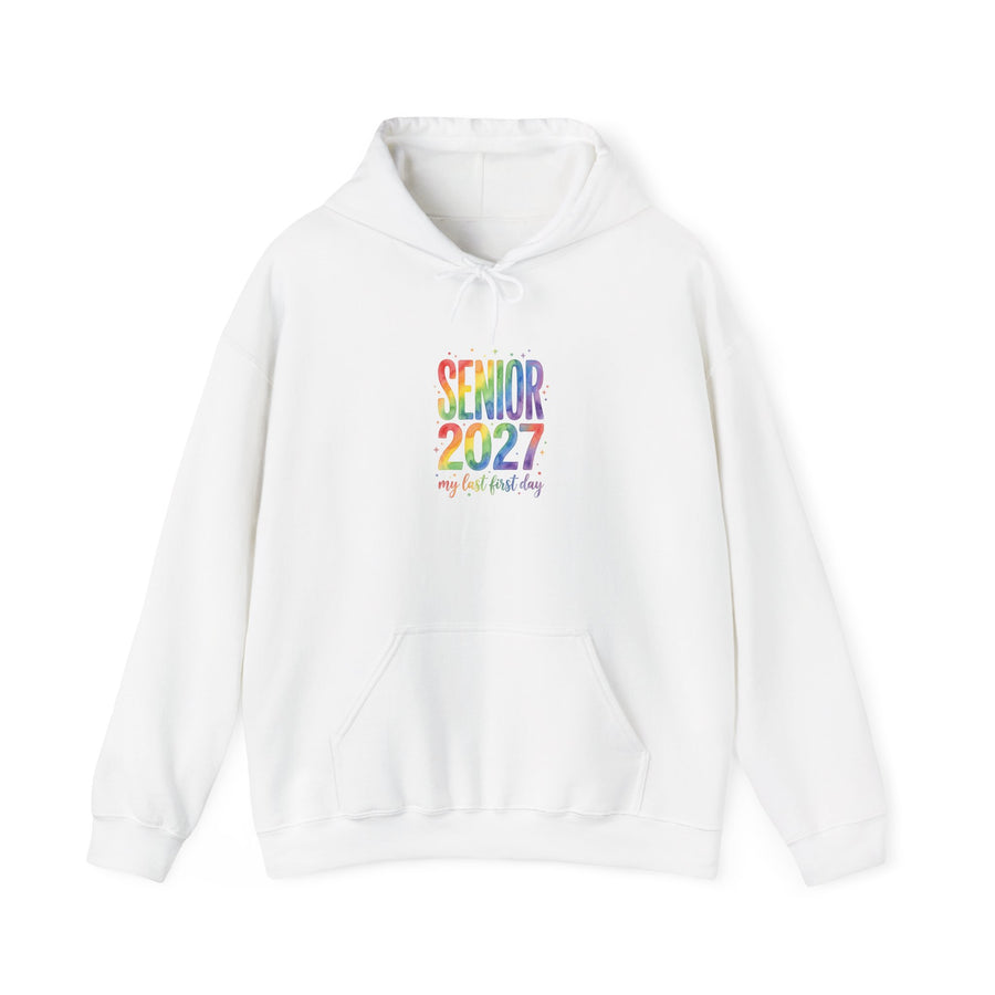 Hoodie « Senior 2027 Last First Day » Muta coloris White, porté de face