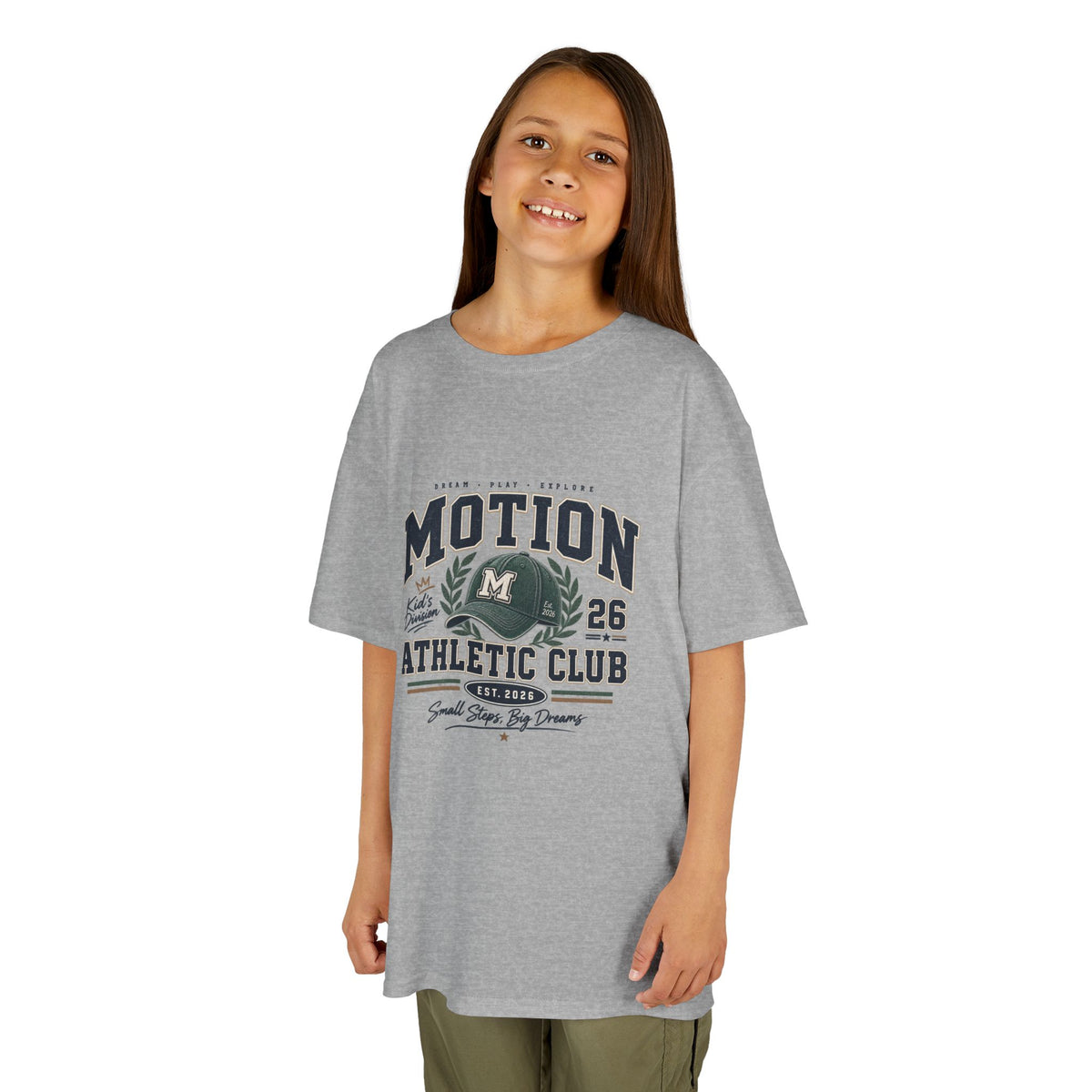 T-shirt enfant « Athletic Club Motion » Muta, détail du col côtelé