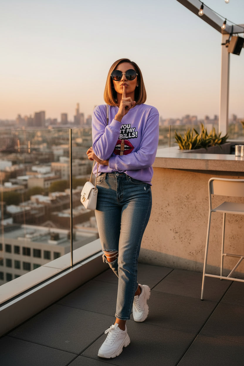 Tee manches longues « If You Don’t Pay My Bills » Muta, coloris Violet