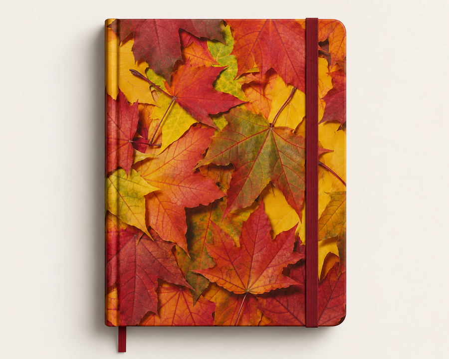 Carnet rigide Muta à couverture feuilles d'automne, 150 pages vierges