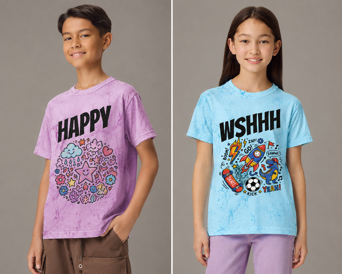 T-shirt enfant Muta, à plat sur fond clair