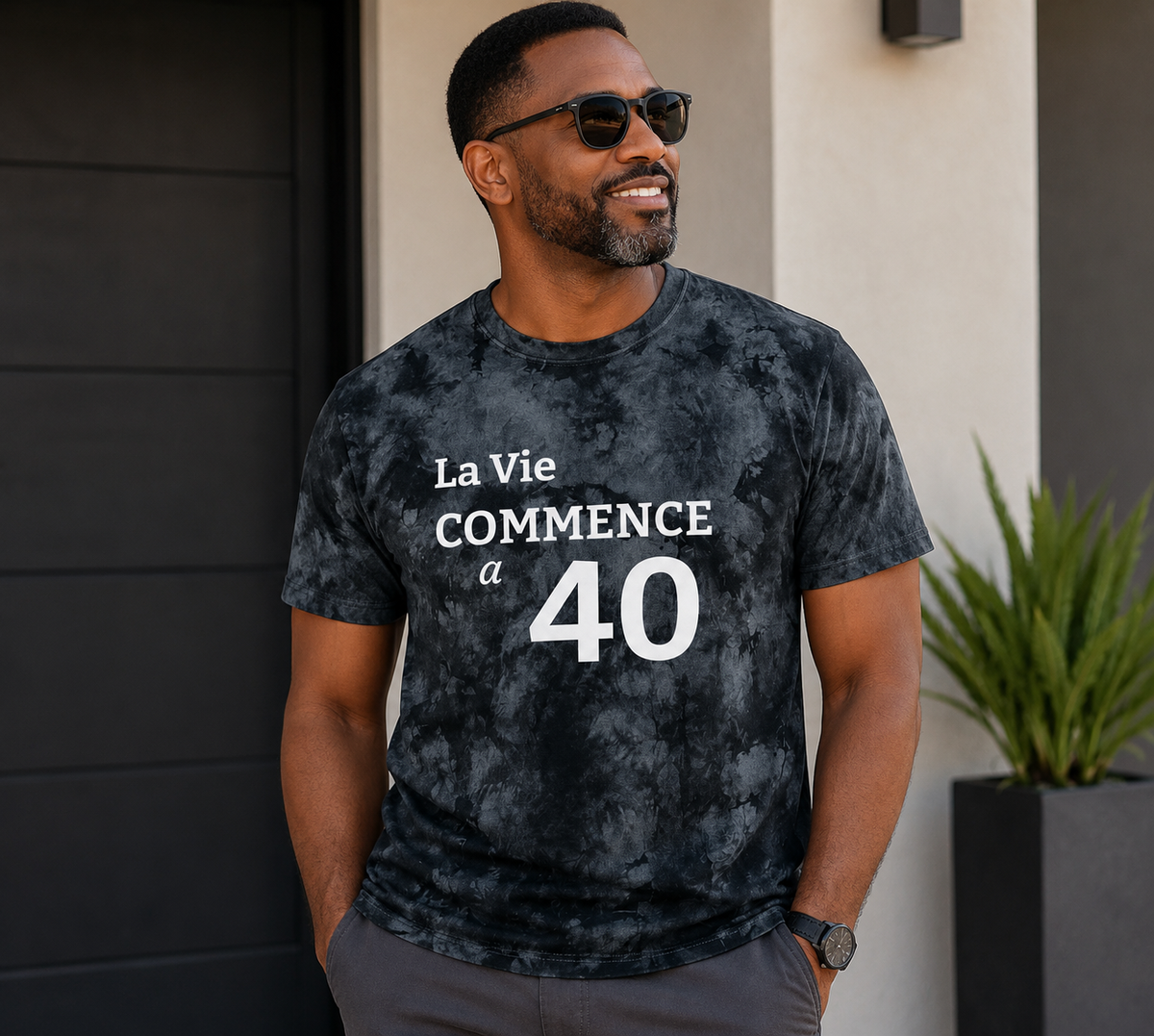 T-shirt tie-dye « La Vie Commence à 40 » Muta coloris Black