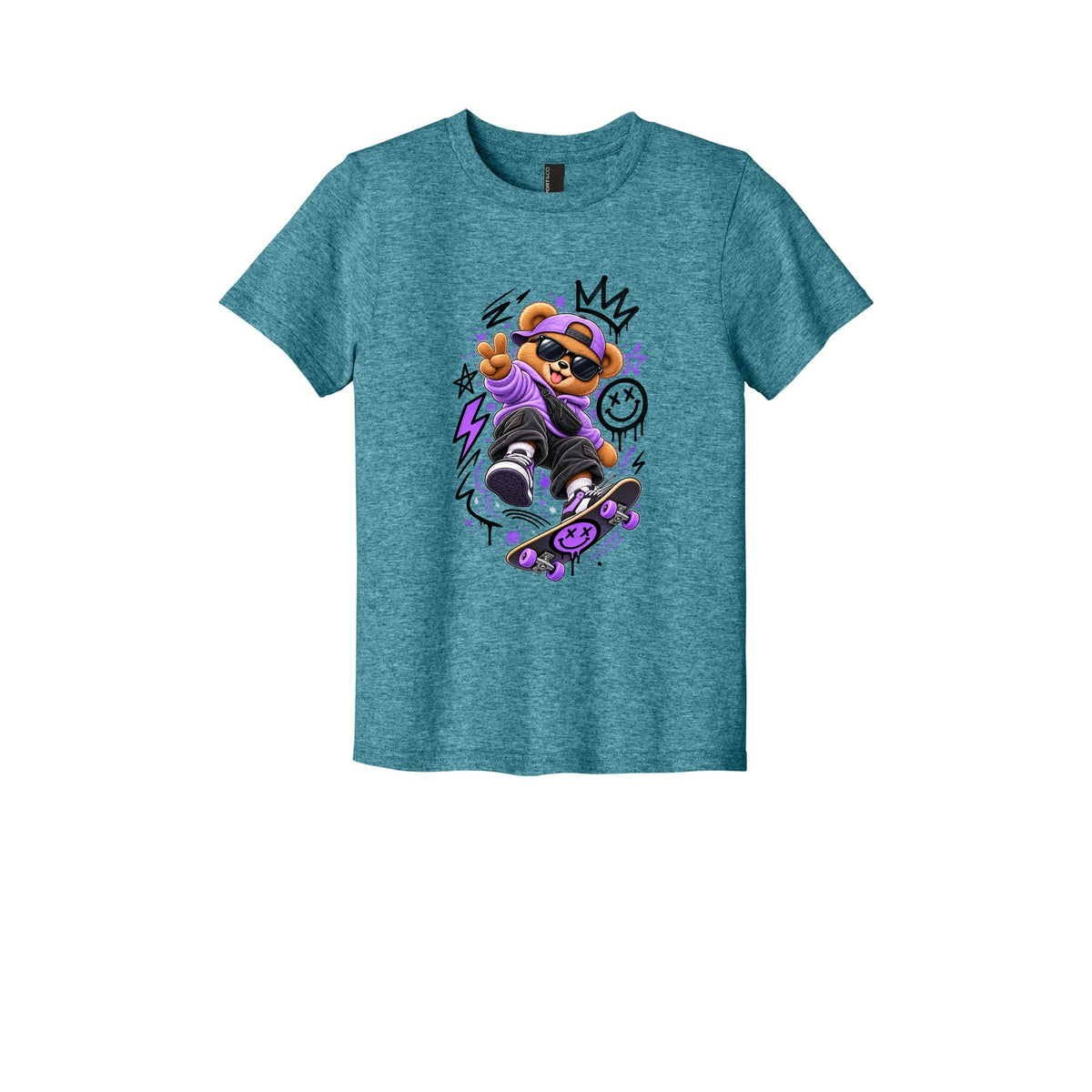 Youth Skateboard Bear Tee — Cool Skateboarder Graphic Kids Shirt