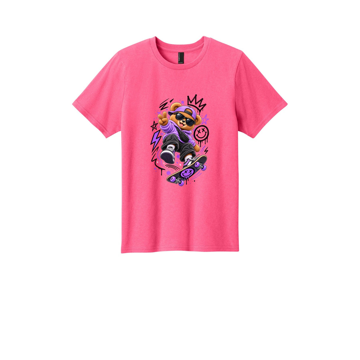 Youth Skateboard Bear Tee — Cool Skateboarder Graphic Kids Shirt