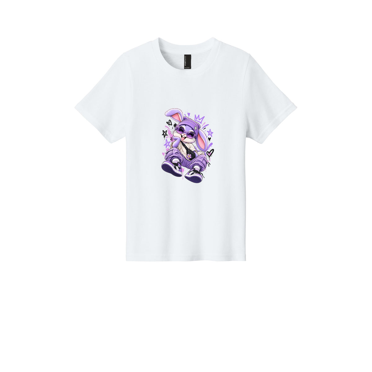 Kids Bunny Graphic Tee — Purple Bunny Streetwear Shirt for Youth
