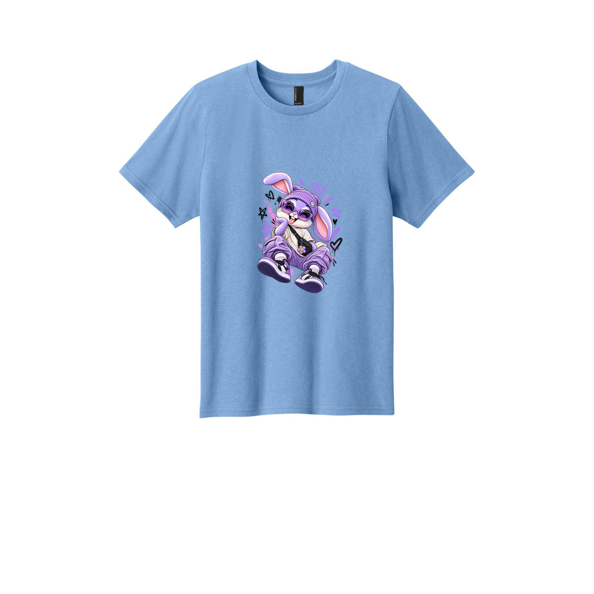 Kids Bunny Graphic Tee — Purple Bunny Streetwear Shirt for Youth