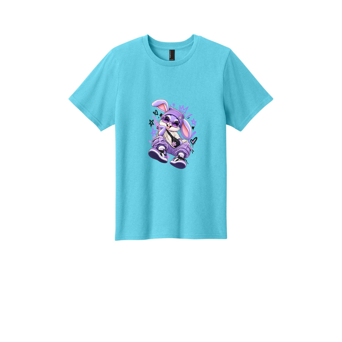 Kids Bunny Graphic Tee — Purple Bunny Streetwear Shirt for Youth