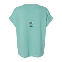 T-shirt Muta coloris Washed Saltwater, vu de dos avec petit imprimé paresseux « No Thank You »