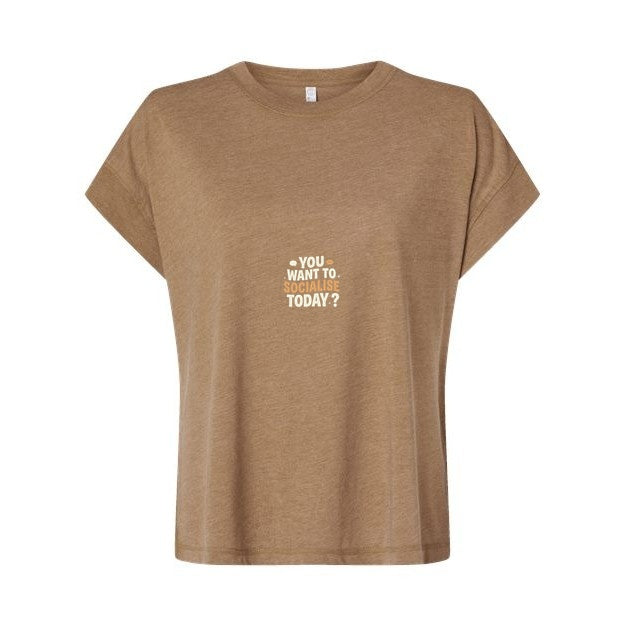 T-shirt Muta « You Want To Socialize Today ? » coloris Washed Coyote Brown, vue de face