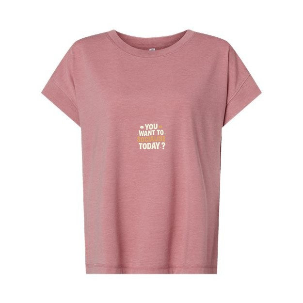 T-shirt Muta « You Want To Socialize Today ? » coloris rose délavé, vue de face