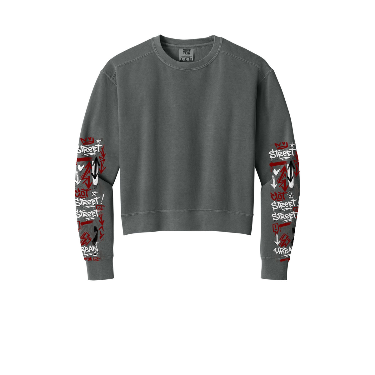 Sweat-shirt Muta à imprimés graffiti sur les manches, coloris Pepper, vue de face