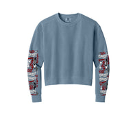 Sweat-shirt Muta à imprimés graffiti sur les manches, coloris Blue Jean, vue de face