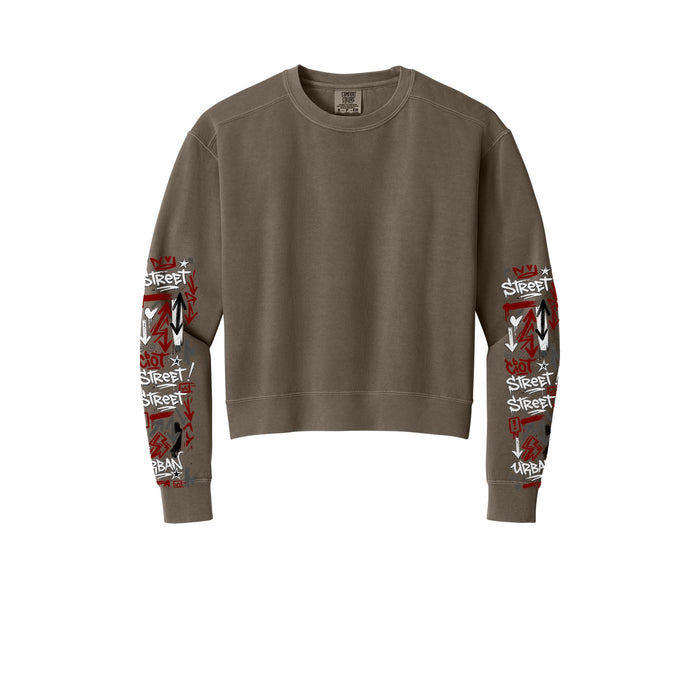 Street Graphic Crewneck Sweatshirt — Women's Garment-Dyed Mid-Length