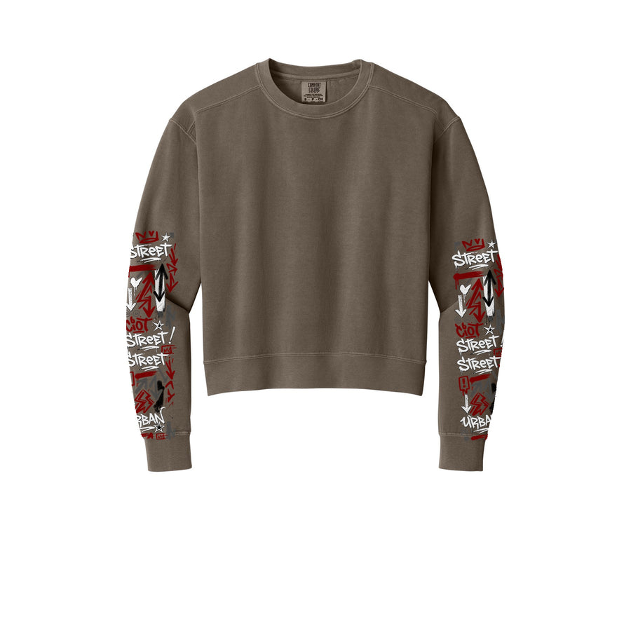 Sweat-shirt Muta à imprimés graffiti sur les manches, coloris Espresso, vue de face