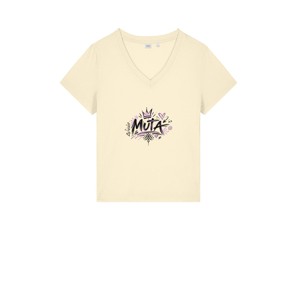 T-shirt col V « MUTA » Muta coloris Heather Grey, porté de face