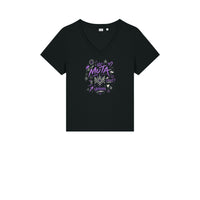 T-shirt col V Muta en coton bio coloris Black, porté de face