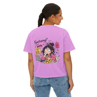 T-shirt boxy « Functioning? Yeah…Barely » Muta coloris Neon Violet, imprimé dos porté
